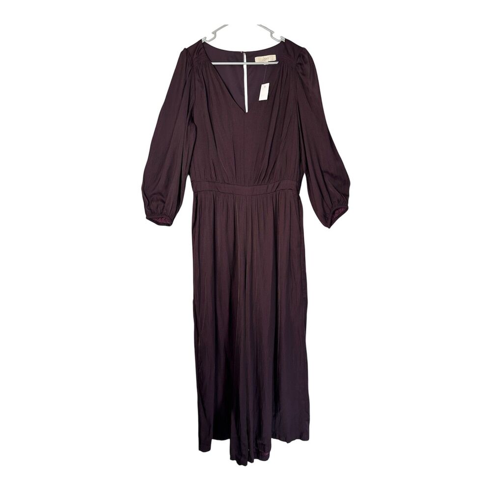 LOFT Deep Plum Wide-Leg Jumpsuit